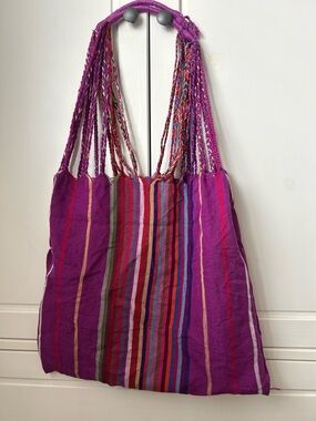 Hand Crafted Purple Multistripe Tote Bag